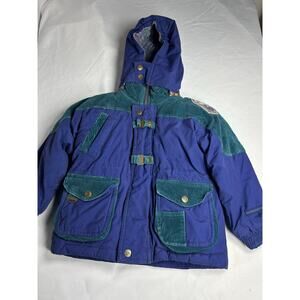 Climate control vintage 90s 4T little boy jacket heavy duty blue green corduroy